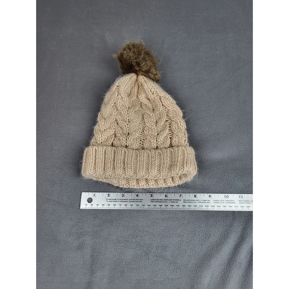 Bp Knit Beanie Kids One Size Brown Lightweight Outdoor Skull Cap Hat Pom‎ Pom